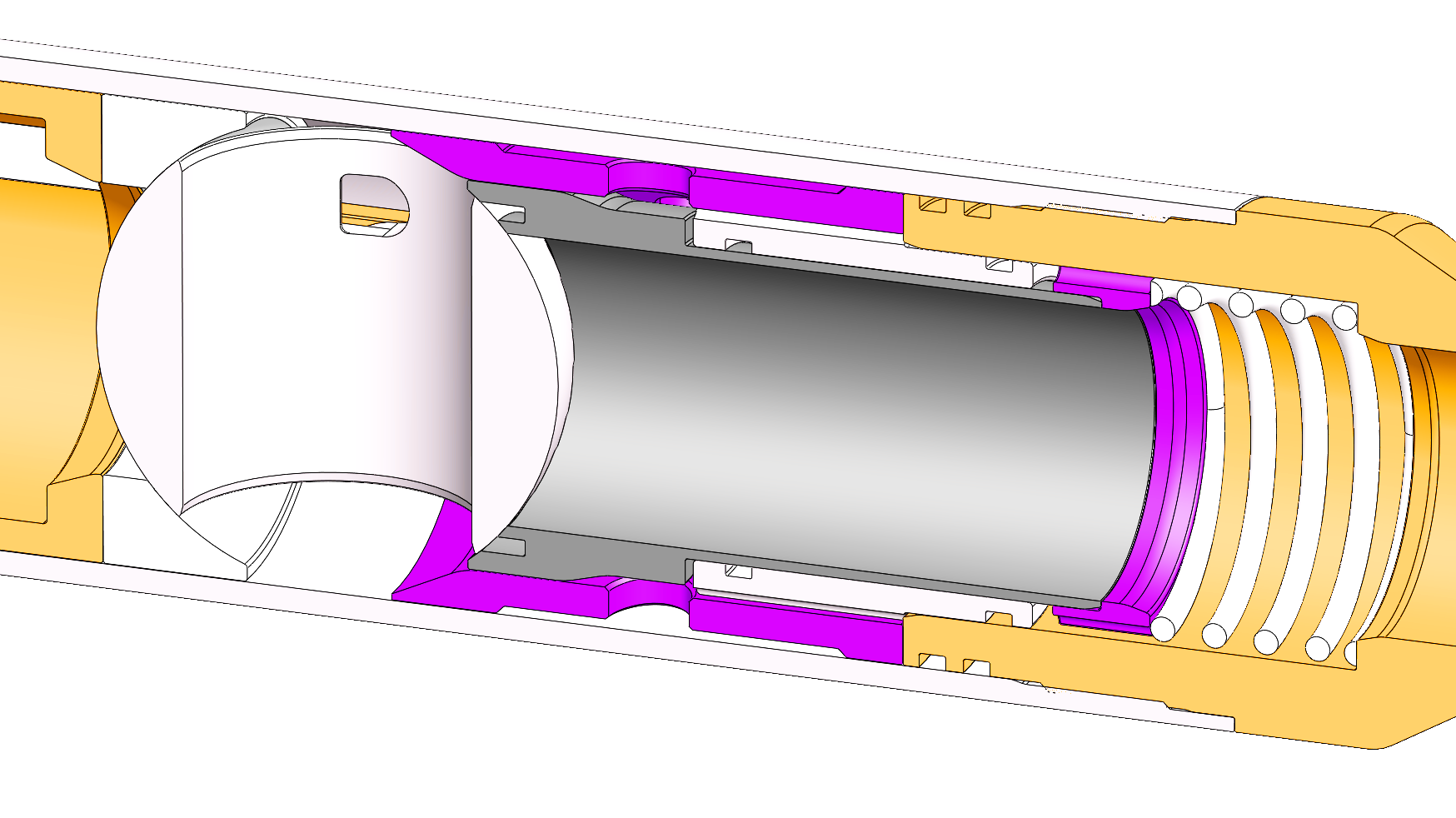 Cut-away render of the RIT balanced ball valve